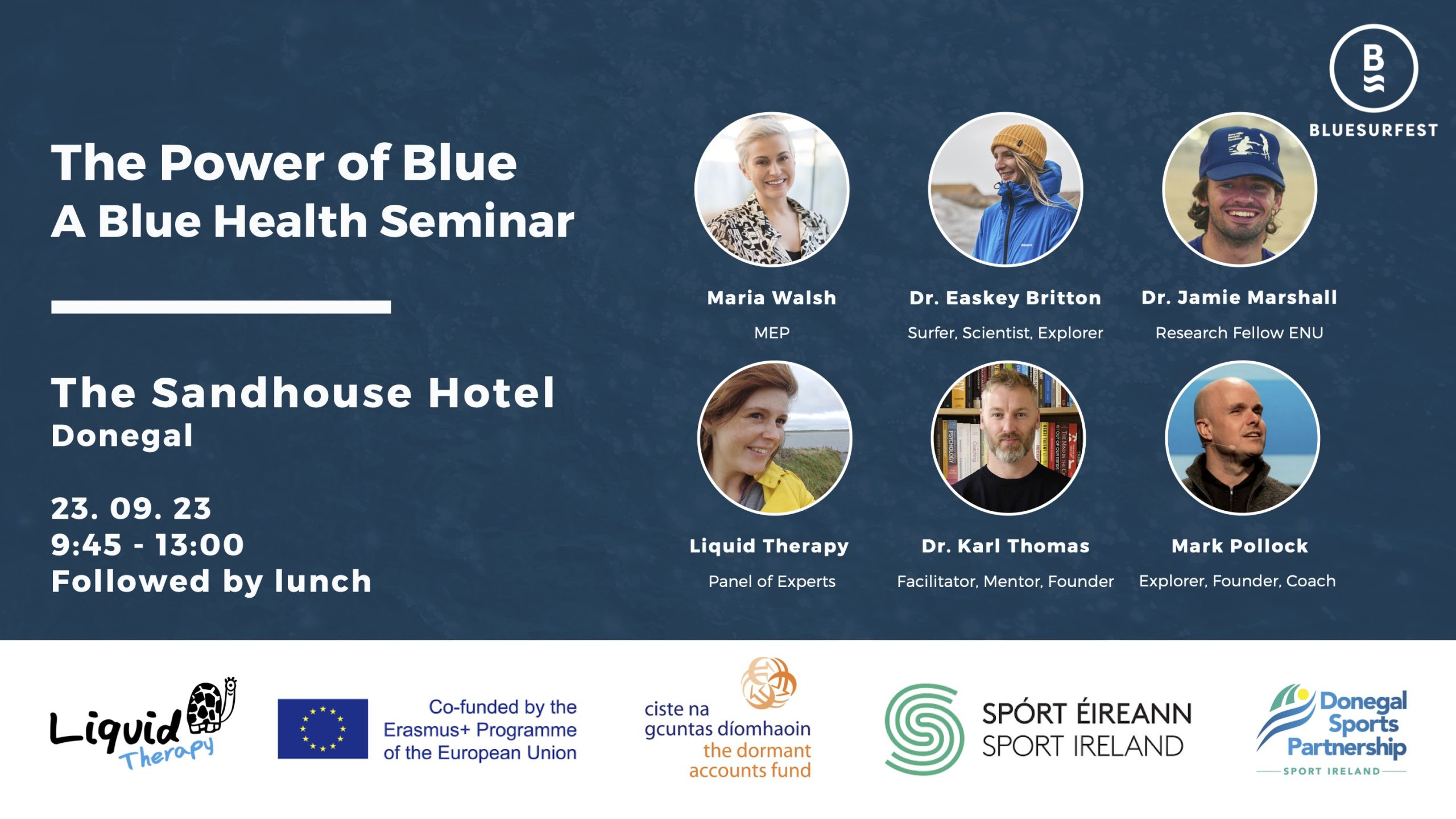 BLUESURFEST seminar details including speakers, location and name.